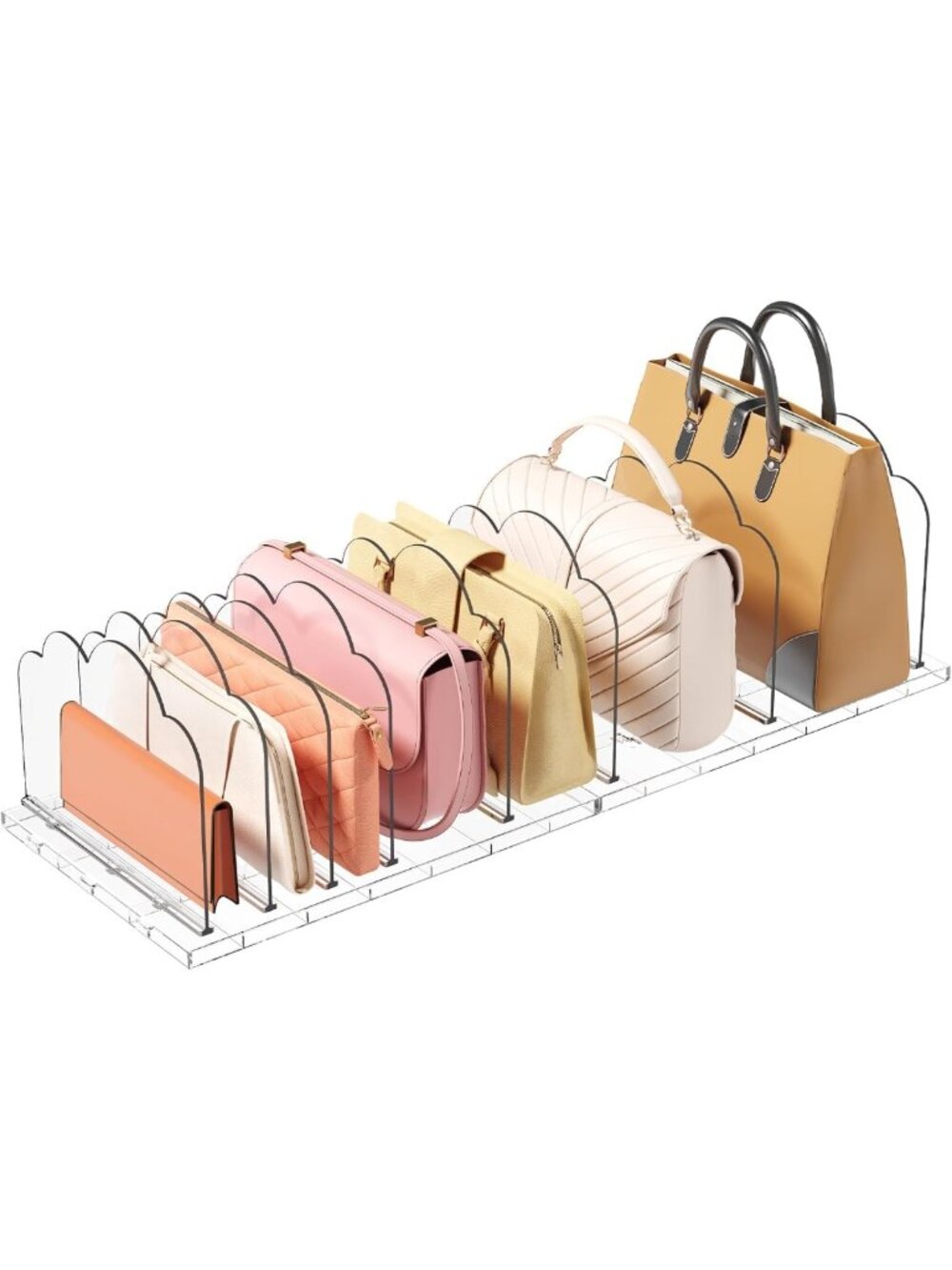 Adjustable Clear Purse Organizer - Handbag Shelf Dividers & Bag Holder Display